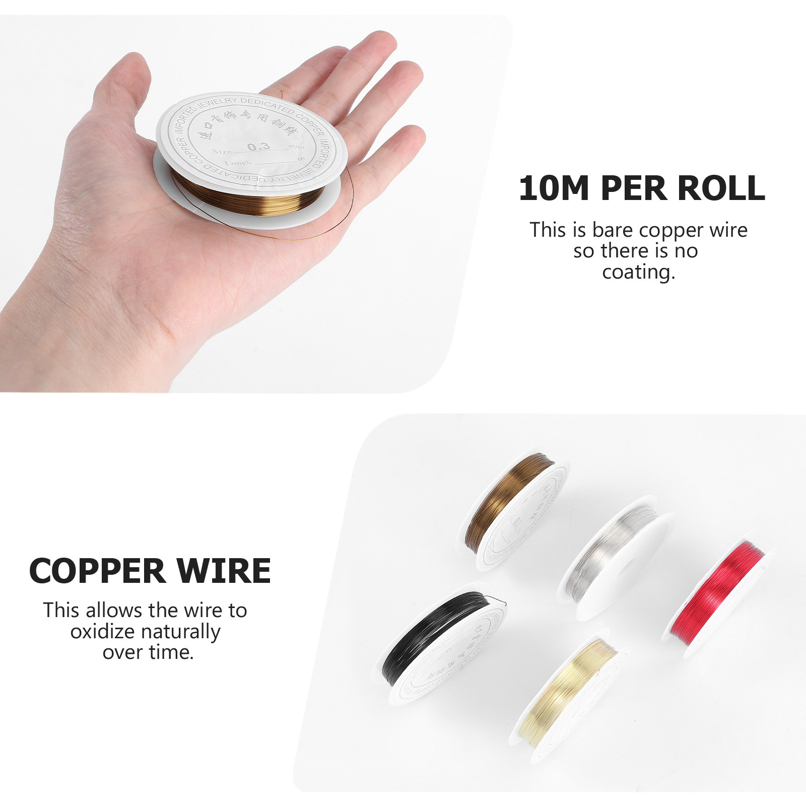 5巻入り、銅線、ジュエリー材料、26ゲージ、被覆なし、様々な - Copper Wire Roll のレビューと価格